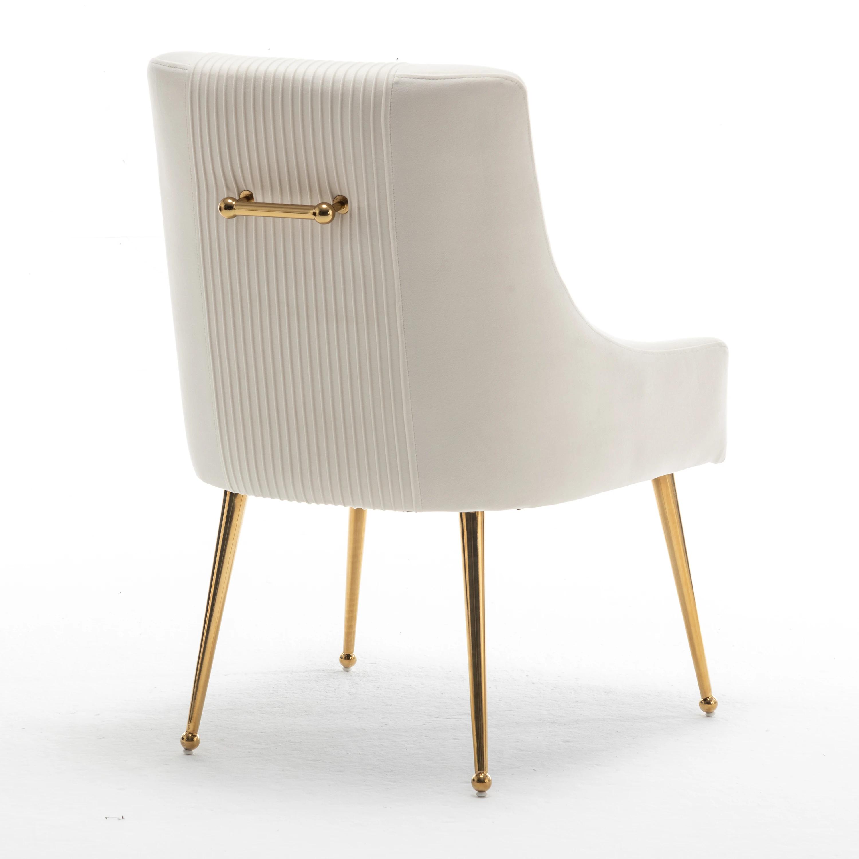 SEYNAR-Ensemble de 2 chaises de salle à manger ou coiffeuse en velours plissé, avec poignée arrière
