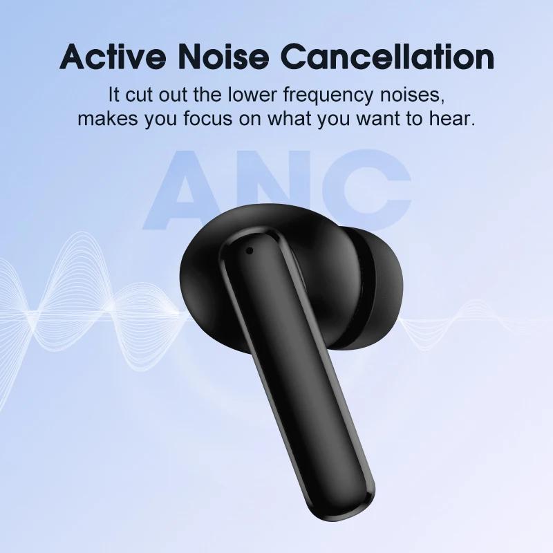 QCY-Écouteurs sans fil T13 ANC, Bluetooth 5.3, TWS ANC, suppression du bruit, sauna, téléphone, 4 mi
