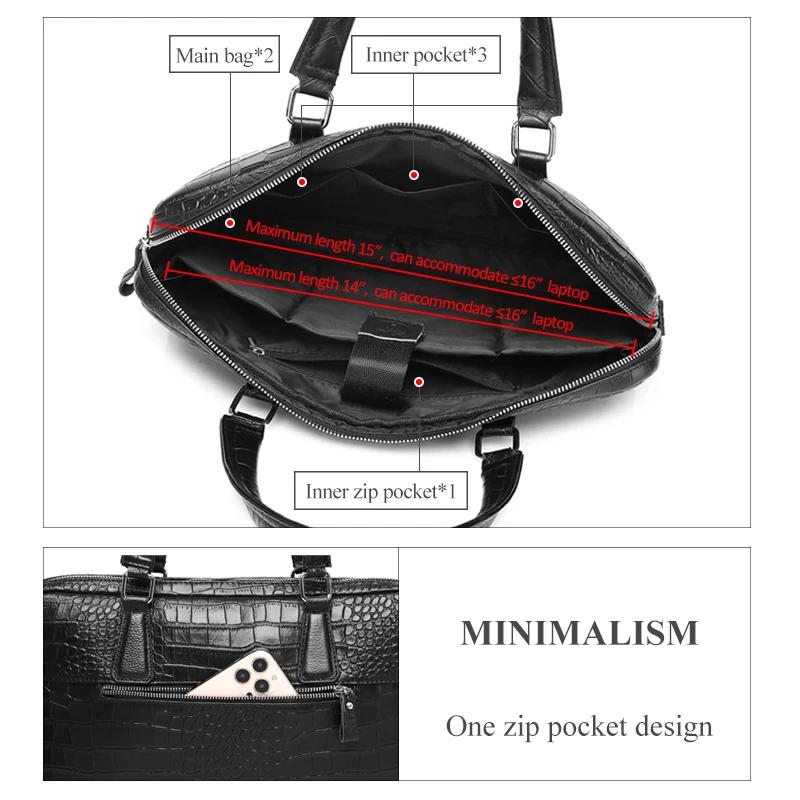 SCHLATUM véritable cuir Crocodile Grain porte-documents dur pour hommes 15.6 pouces mallette pour or