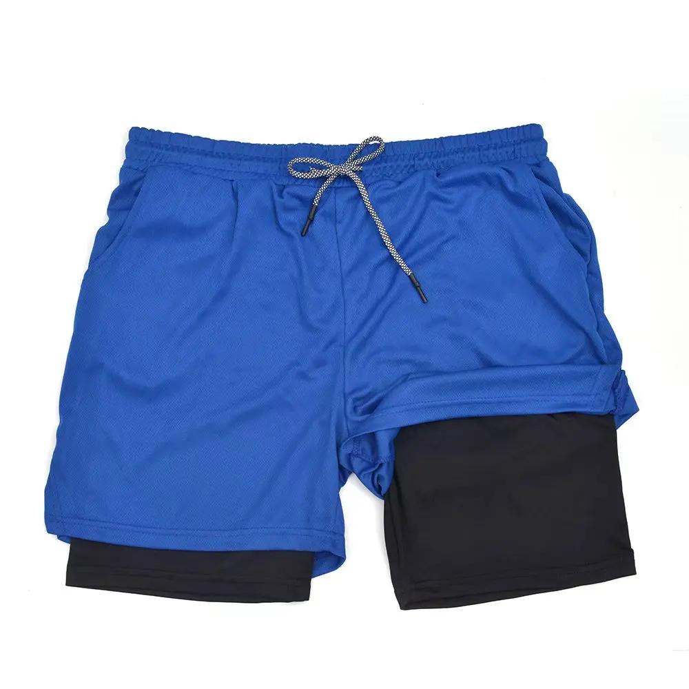 Short de Fitness Double couche pour hommes, short de sport 2 en 1, séchage rapide, entraînement, Jog