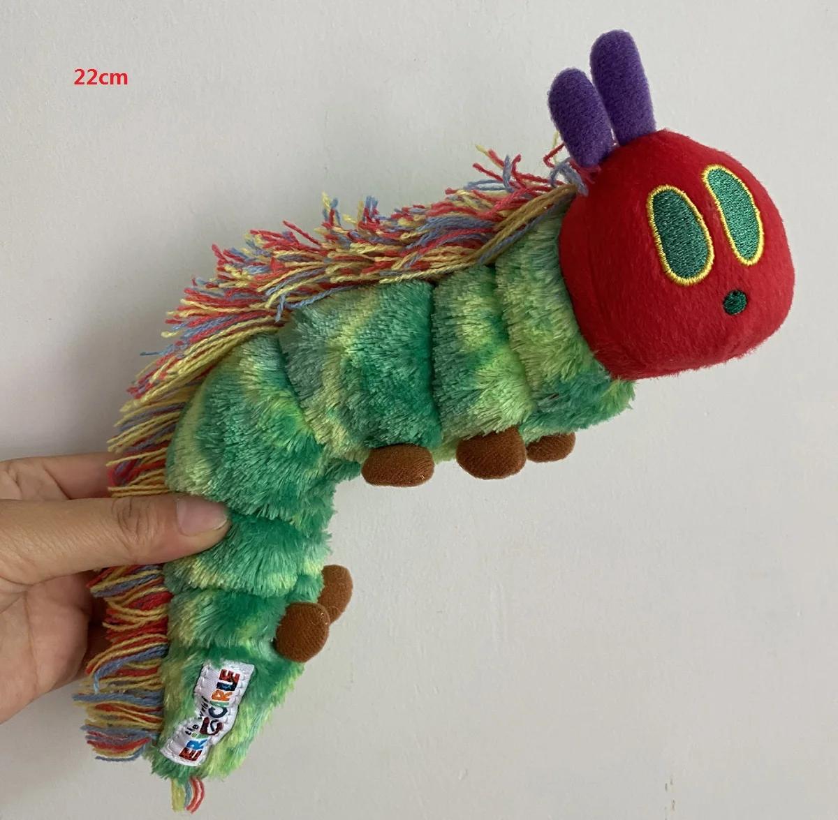 Jouet doux chenille de 22CM, poupées d'animaux en peluche en coton vert, joli cadeau créatif très af