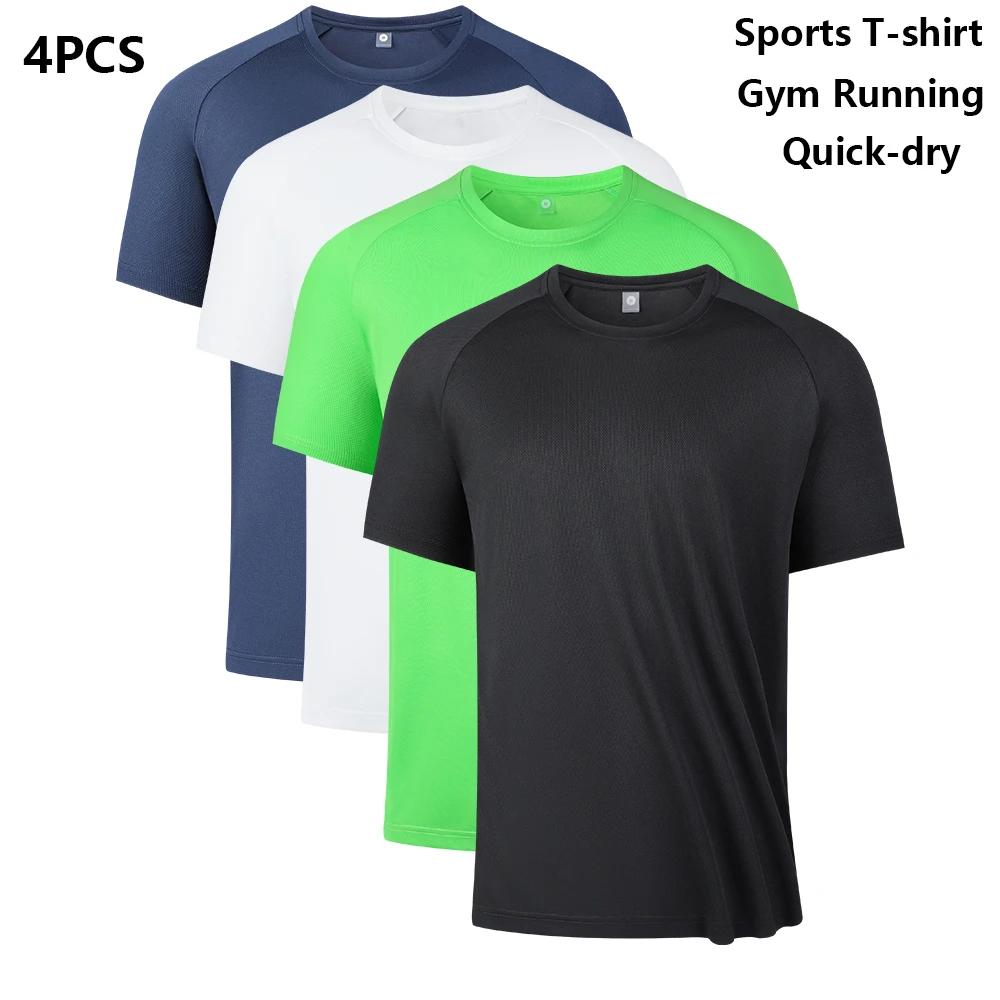 T-shirt de sport multicolore à manches courtes pour homme, maillot de gym respirant, chemise de fitn