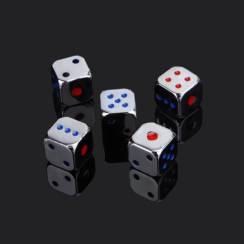 Dés en métal créatifs dorés/argentés, dés de jeu amusants avec points colorés, accessoires de jeu de