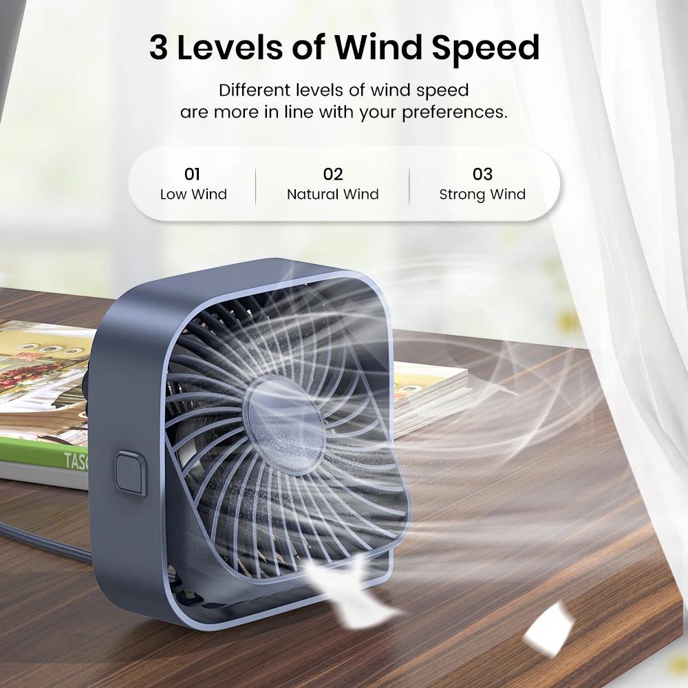 TOPK Ventilateur de bureau USB, mini ventilateur portable, ventilateur de refroidissement de table d