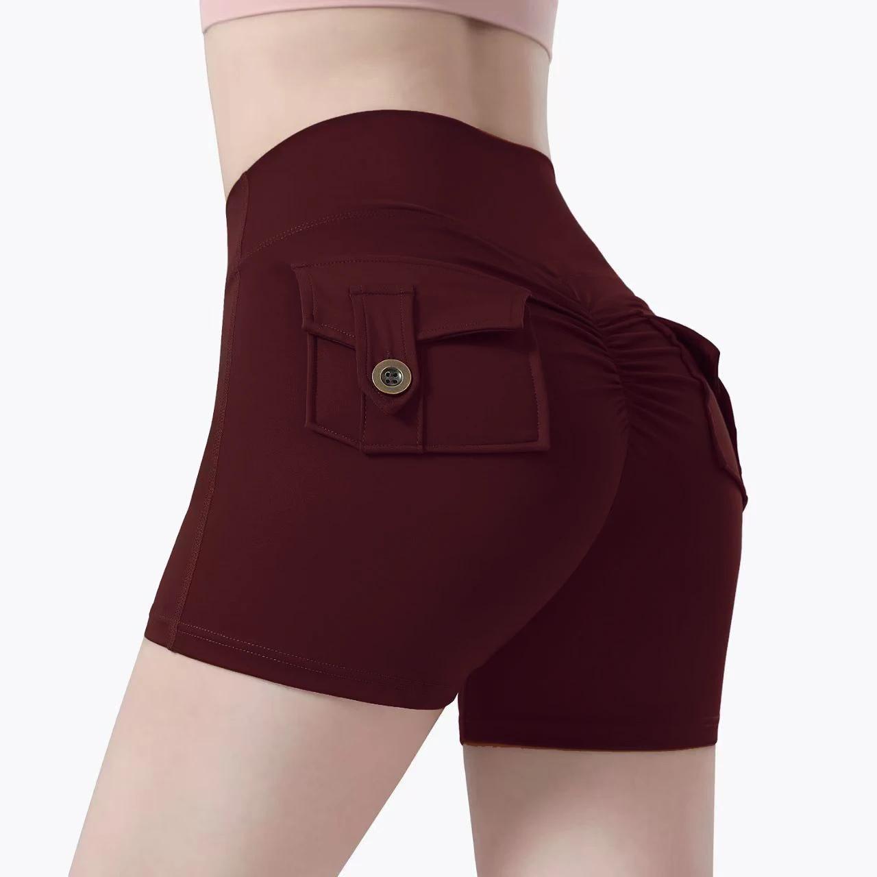Pantalon cargo trois-quarts pour femme, poche sèche à l'air, levage serré des hanches, short de yoga