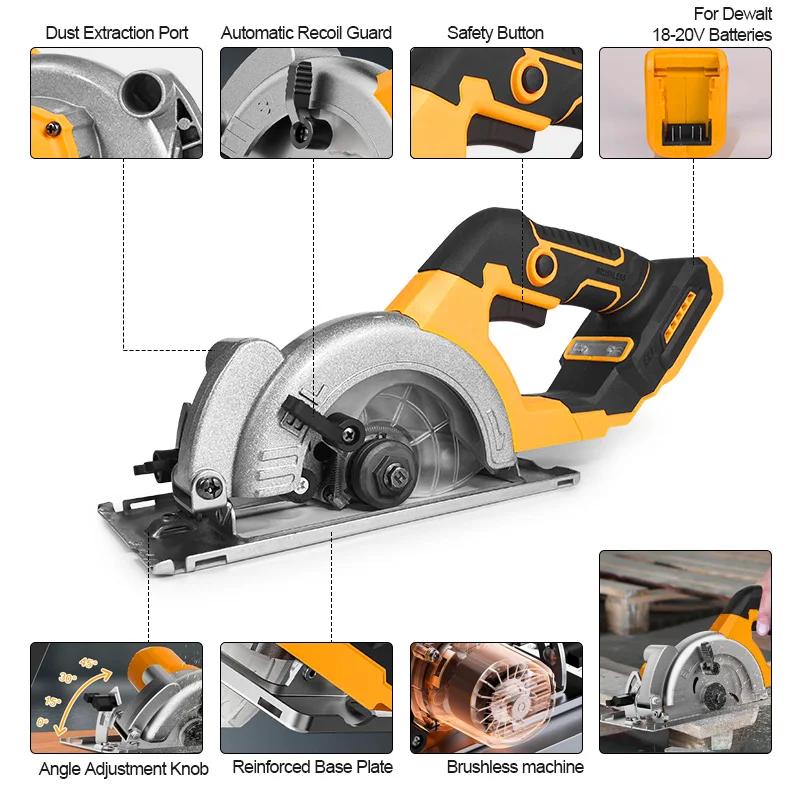 Scie circulaire électrique sans balais Electric Goddess 5 pouces Pour batterie Dewalt 20V Outil