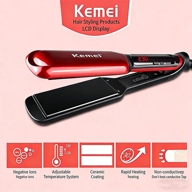 Lisseur professionnel KM-9620 multi-styles, outil de coiffure de qualité salon pour des coiffures pa