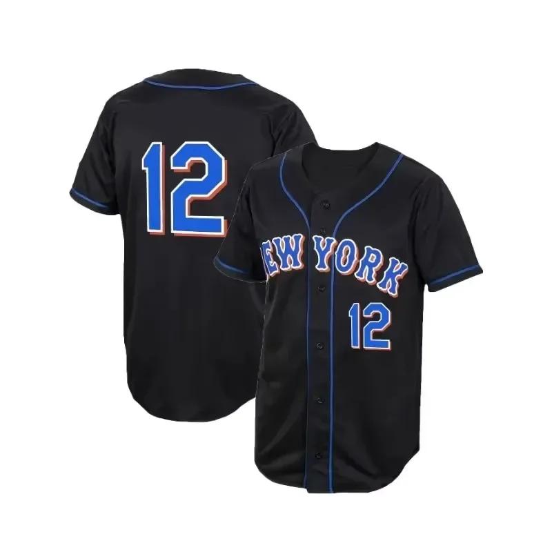 Maillot de baseball brodé à col en V pour hommes de New York, chemise de baseball respirante à manch