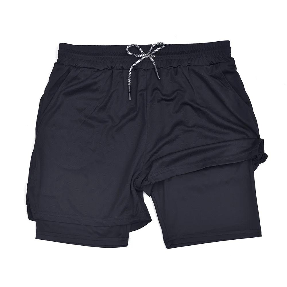 Short de Fitness Double couche pour hommes, short de sport 2 en 1, séchage rapide, entraînement, Jog