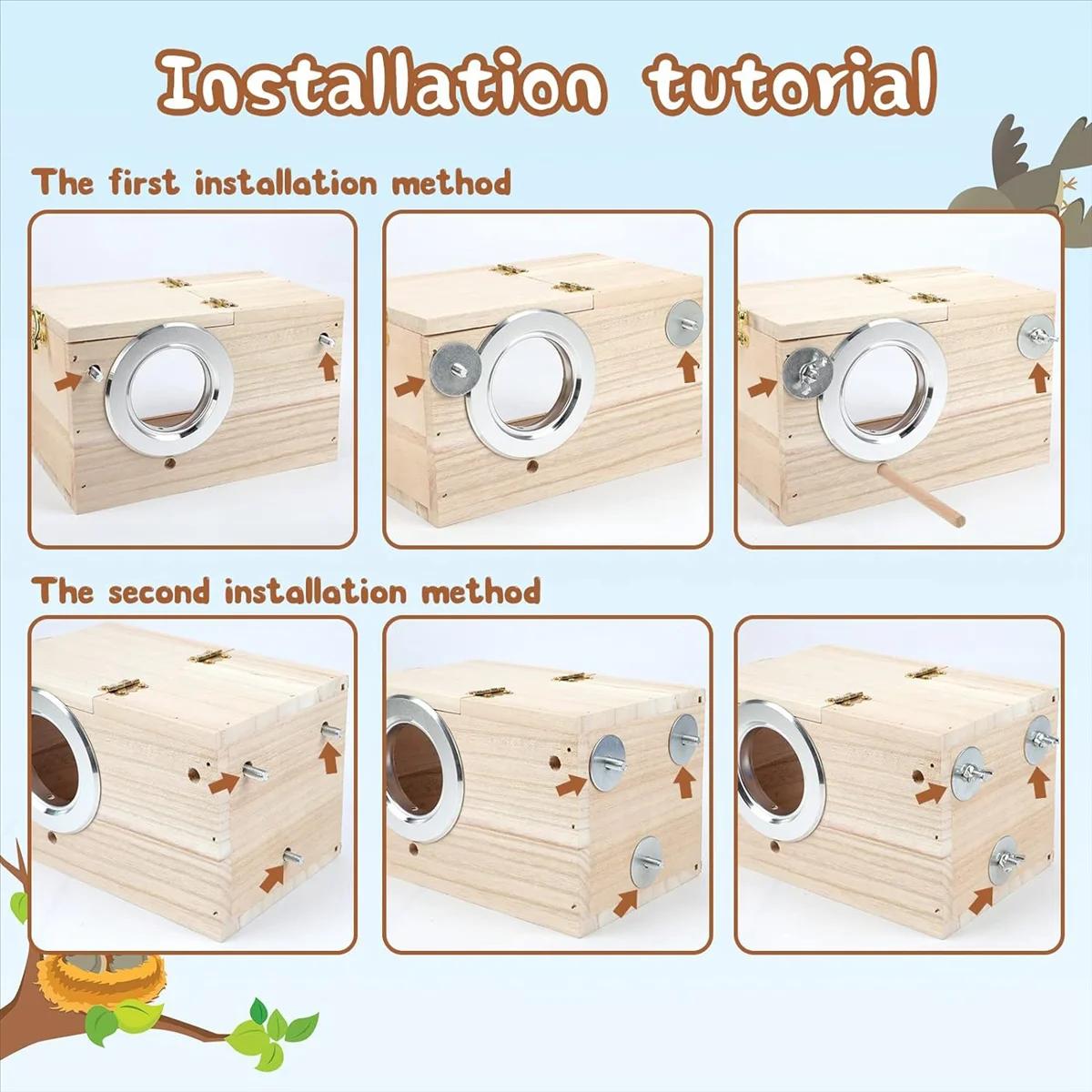 Boîte de nidification transparente pour perruche, nichoir en bois, perroquet, calopsitte, inséparabl