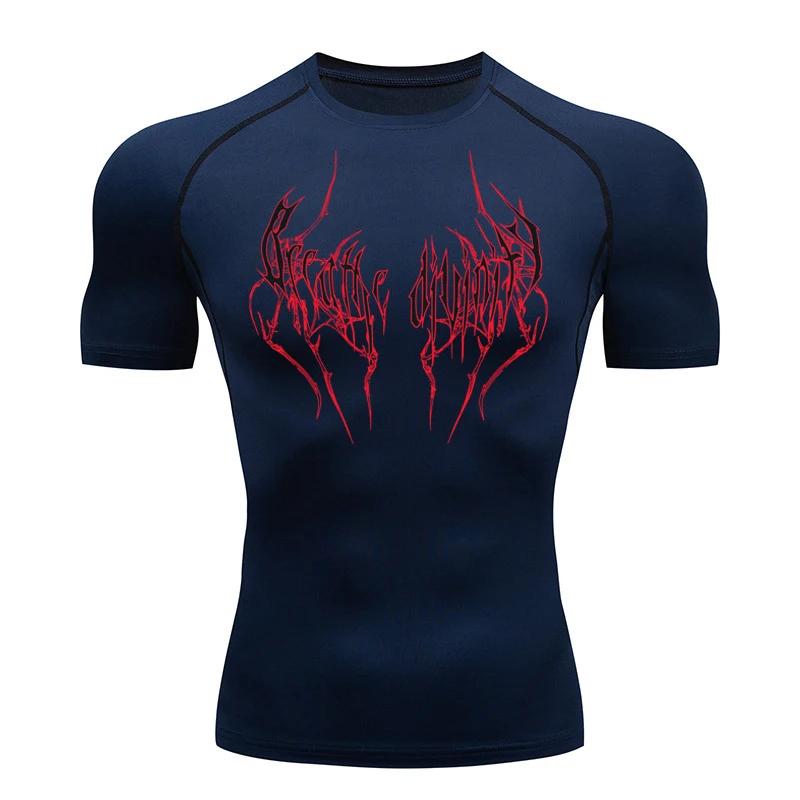 T-Shirt de course à manches courtes pour hommes, chemise de Compression, haut de sport, noir, séchag
