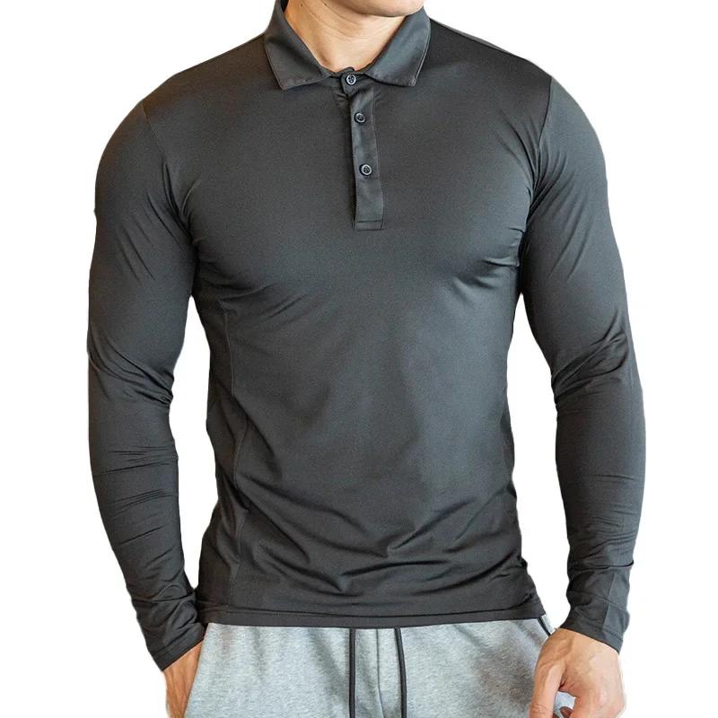 T-Shirt de dehors à Manches sulfpour Homme, Haut de Course, Fitness, Serré, Randonnée, Rashgard, Gra