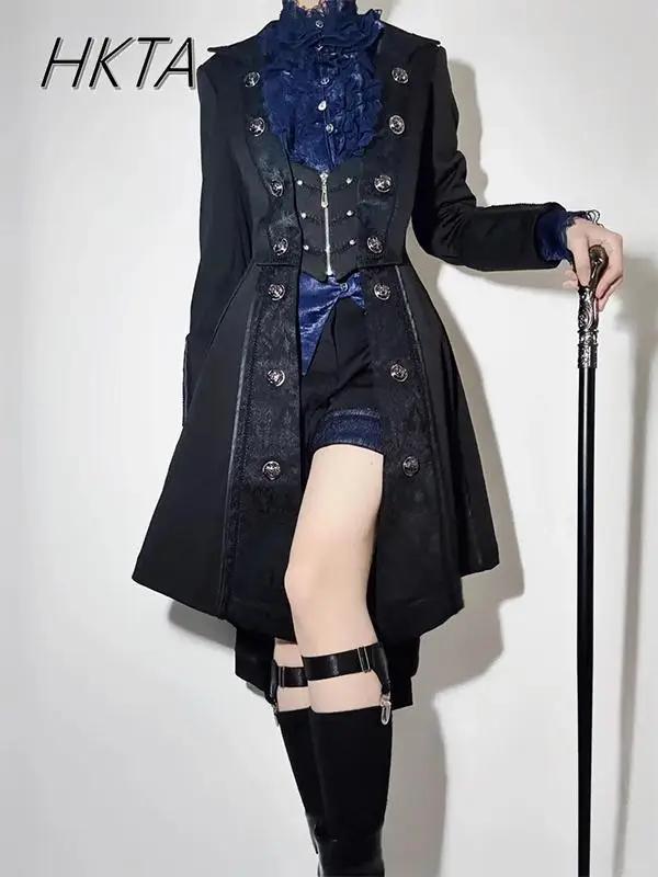 High Sense – Trench-Coat Y2k pour hommes et femmes, Robe gothique foncée, manteaux longs Lolita, vêt