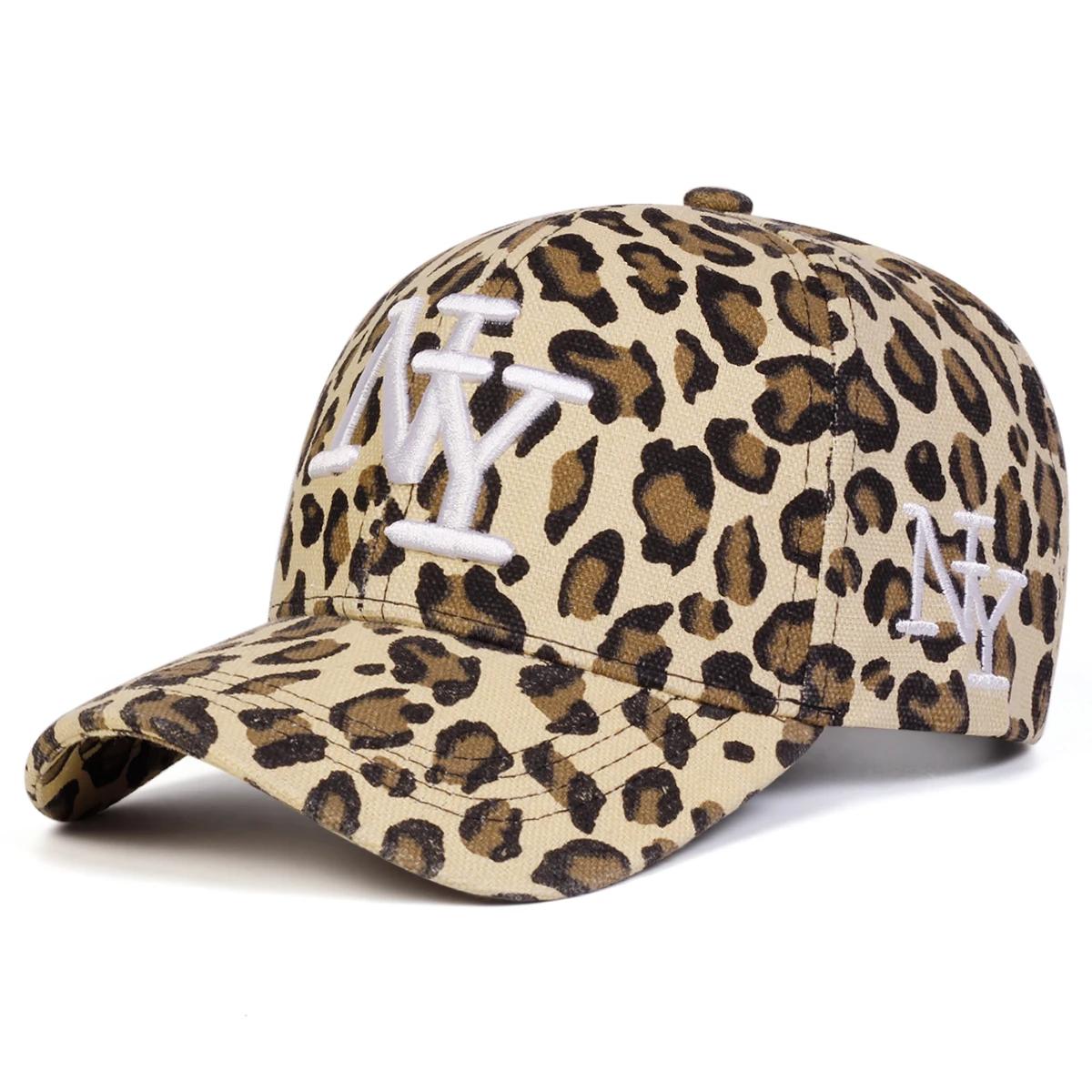 Casquette de Baseball unisexe NY lettre brodée imprimé léopard, chapeaux décontractés réglables pour