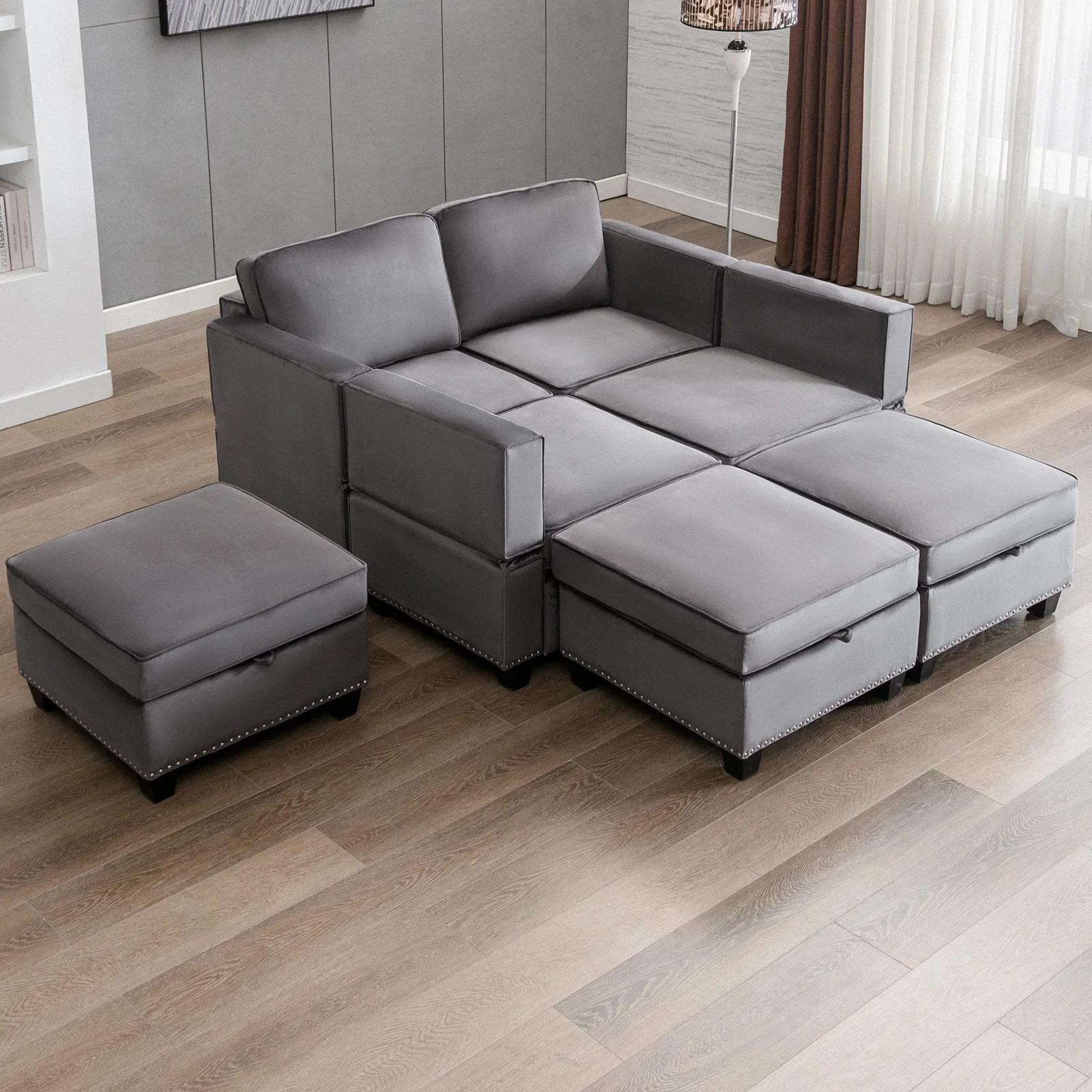 HORGgland-Canapé convertible en forme de L en U, canapé confortable, canapé modulaire, 4 places, 3 o