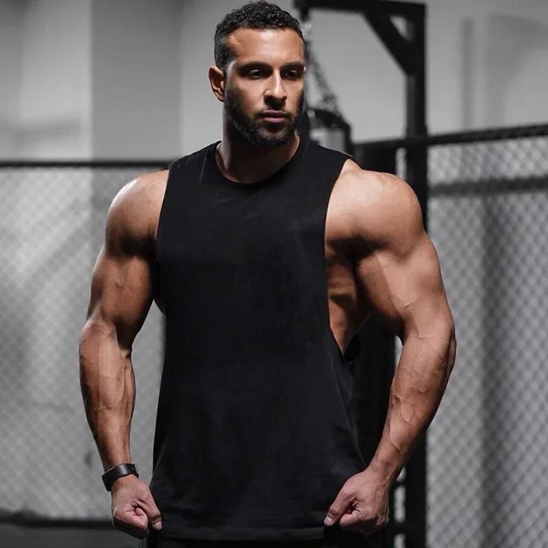 Débardeurs de sport pour hommes en coton, à découpes latérales, pour la course, la musculation et le