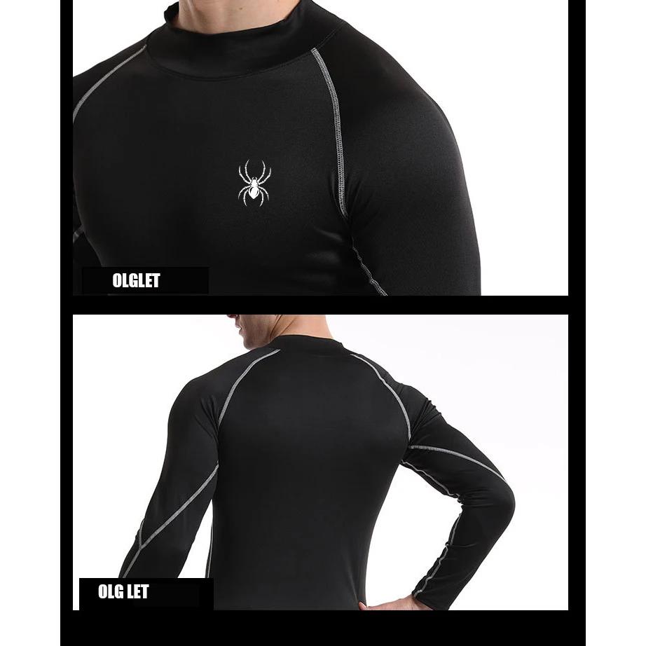 T-shirt moulant manches longues hommes - Maillot corps compression fitness sport