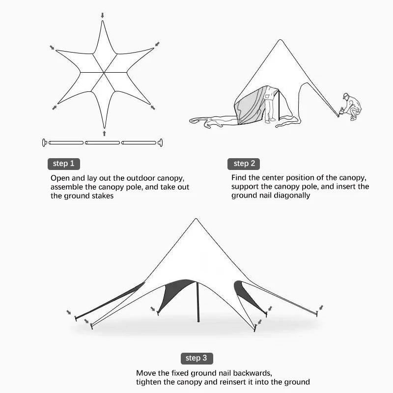 Grande bâche de Camping étanche, étoile hexagonale, abri solaire d'extérieur, tente, pare-soleil, au