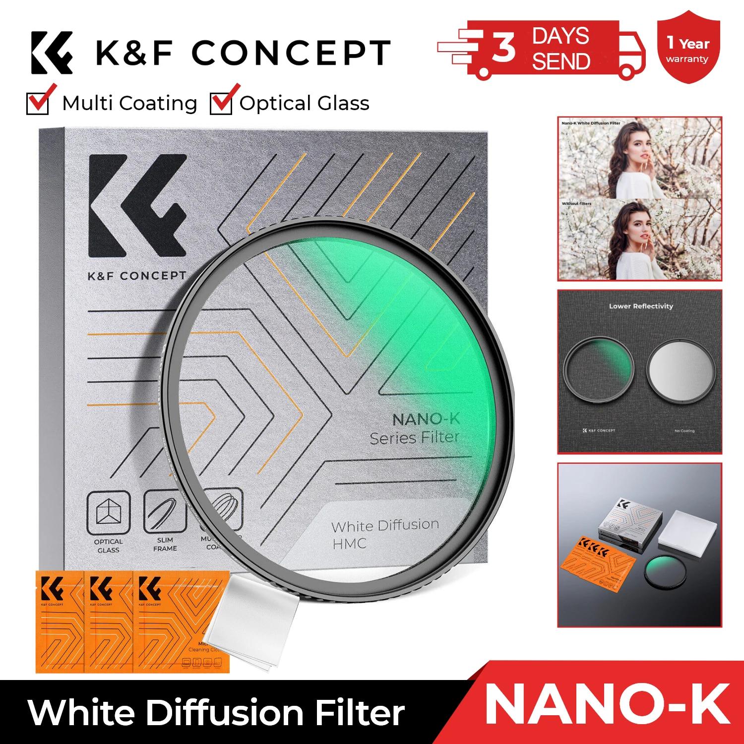 K&F CONCEPT Nouveau filtre Pro Mist blanc, filtre à effet cinématique avec 18 couches multicouches p