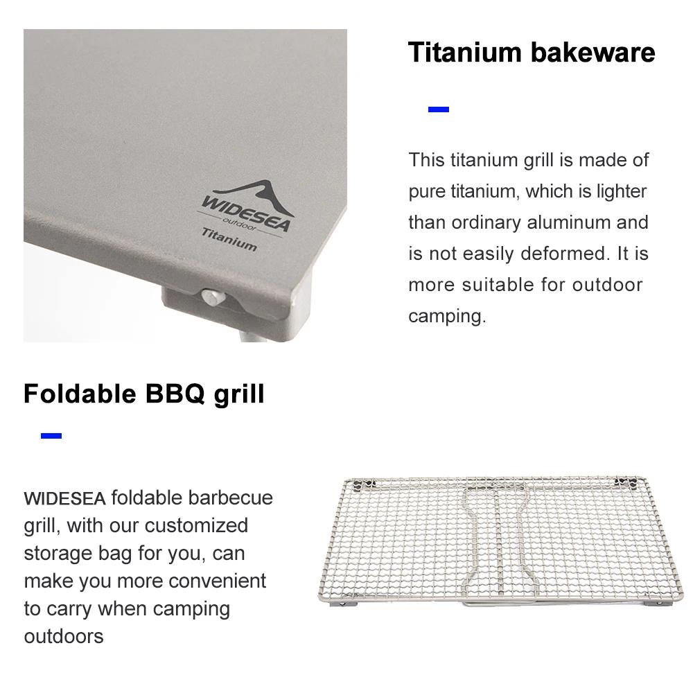 Widesea – filet de Barbecue au charbon de bois en titane, avec pieds pliants, pour Camping, plage, p