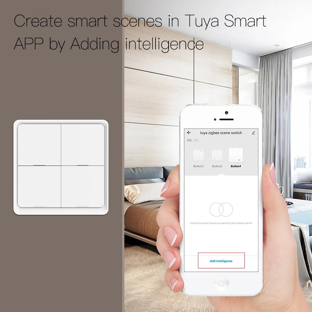 MOES 4 Gang Tuya ZigBee sans fil 12 scène interrupteur bouton poussoir contrôleur alimenté par batte