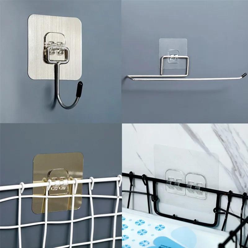 Crochet de rangement en fer T1 pour la salle de bain, sans poinçonnage, étanche, adhésif, cuisine, H