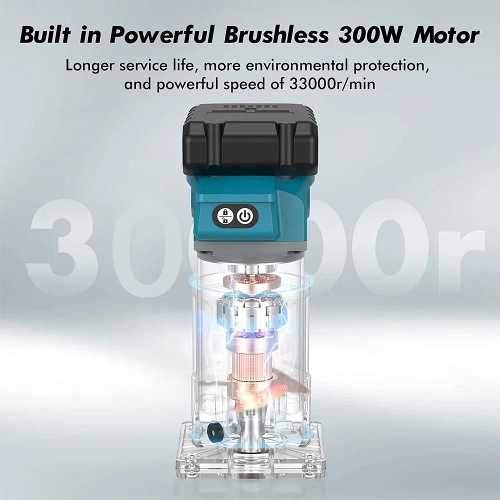 Makita-Tondeuse à main électrique sans balais à 5 vitesses, toupie à bois sans fil, travail de calcu
