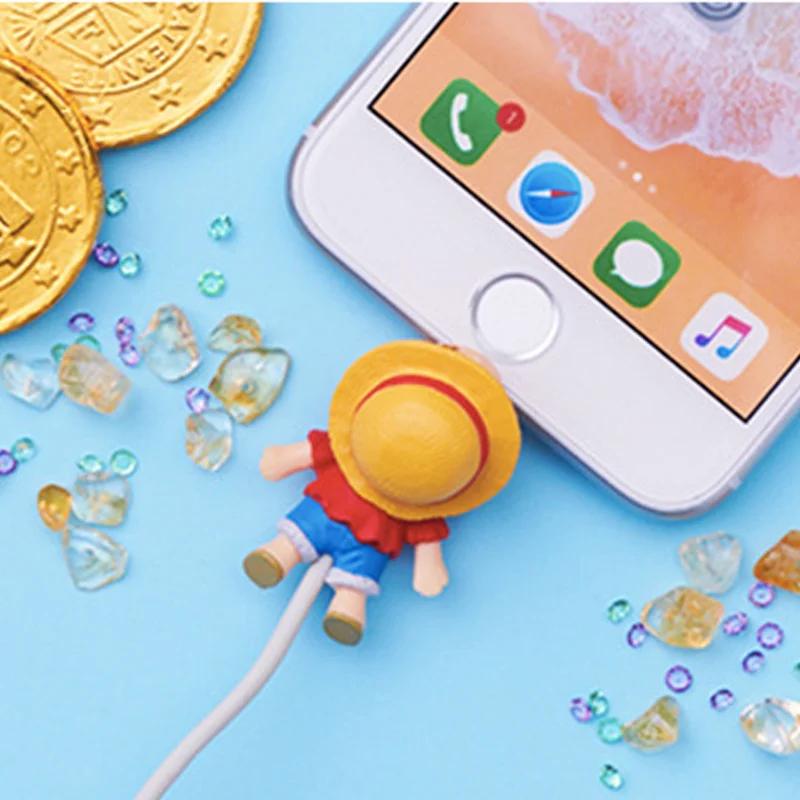 Anime une pièce câble de données de téléphone manchon de protection dessin animé Zoro Chopper Luffy