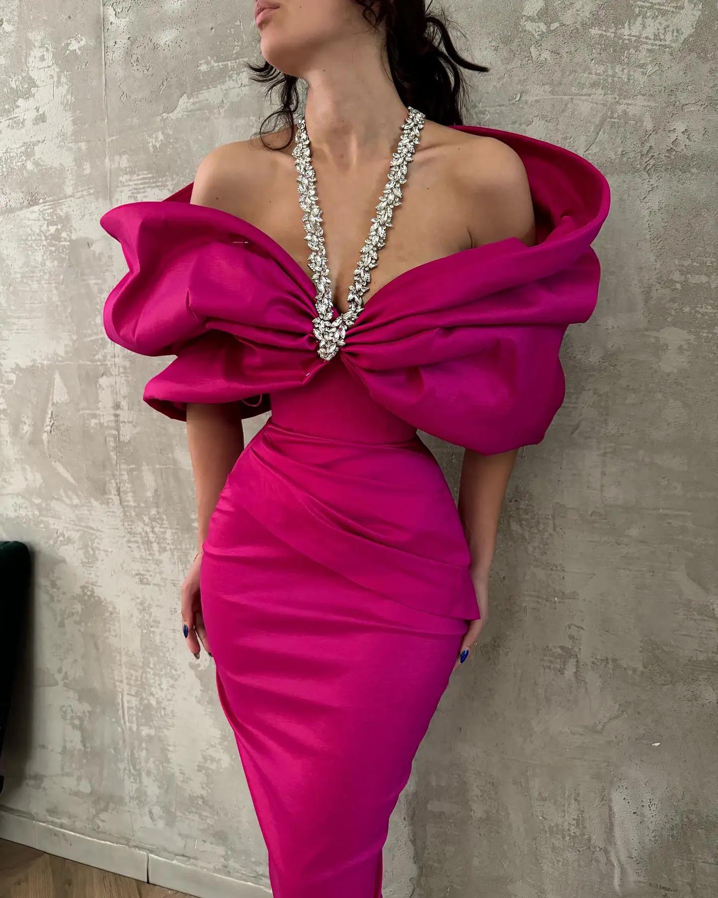 Rouge noir femmes Sexy licou hors de l'épaule cristal volants moulante longue robe de pansement disc