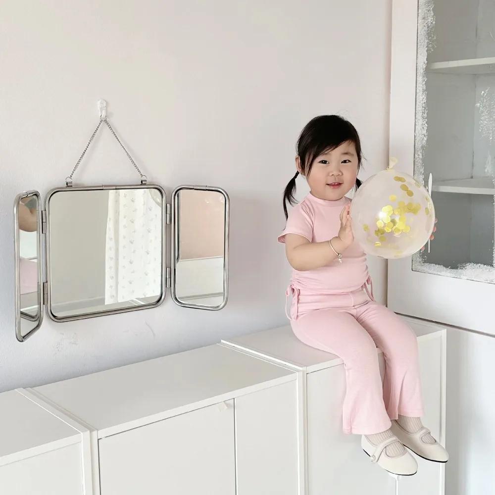 Bear Leader – ensemble d'été pour bébé fille, Version coréenne, couleur unie, col rond, haut avec co