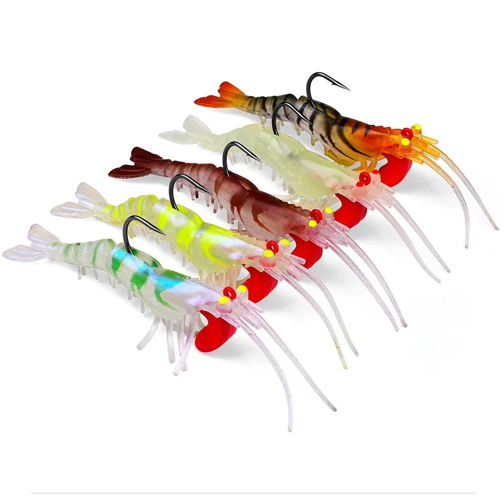 1 pièces yeux lumineux Silicone crevettes appâts 6g 13g 19g bionique doux crevette leurres métal gab