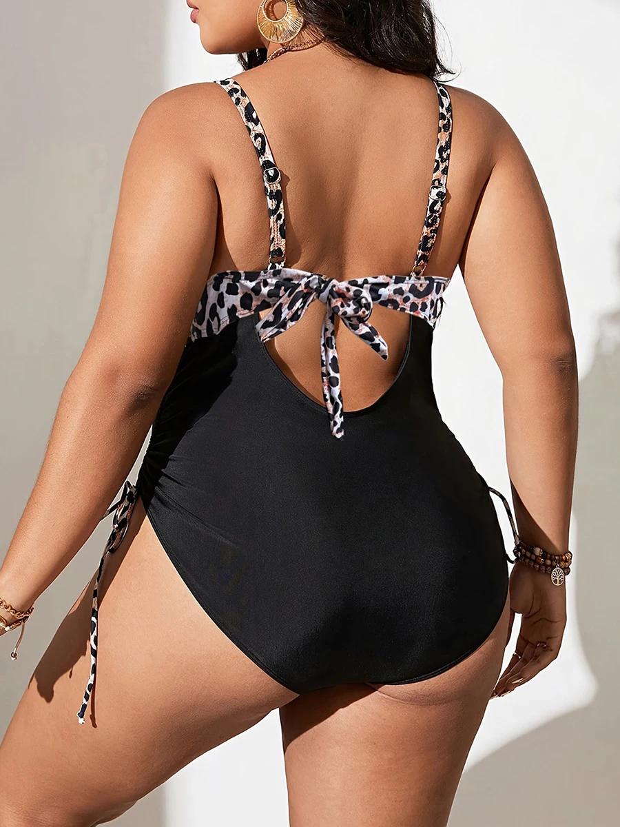 Maillot de bain une pièce grande taille imprimé léopard femme 2026 - Tenue plage et natation confortable