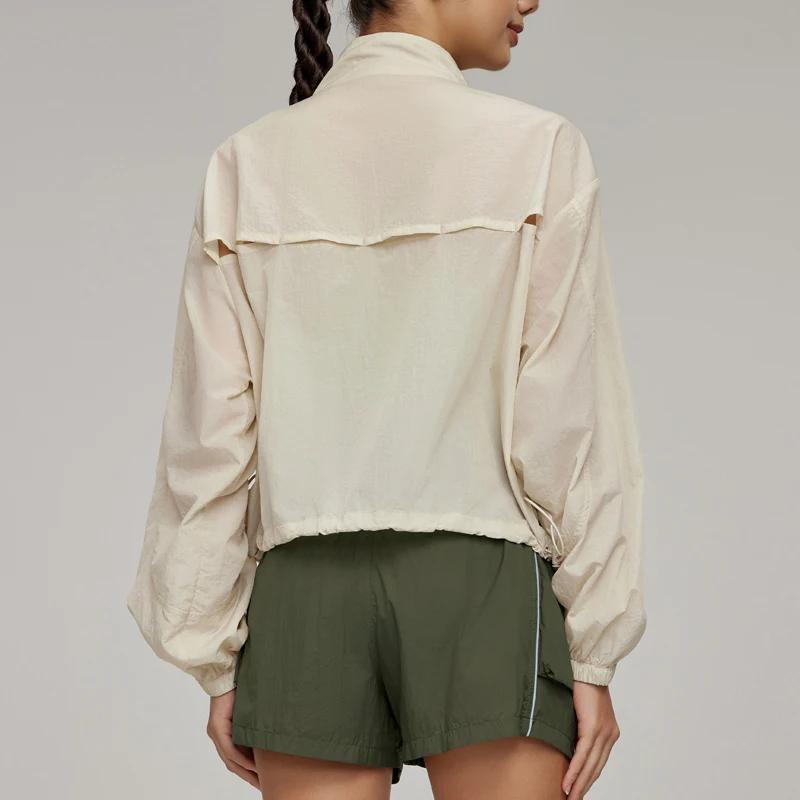 VITALINOVO Veste de sport légère à fermeture éclair pour femme Col montant Veste de randonnée coupe-