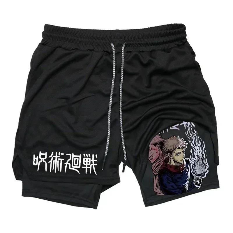 Short de sport pour hommes Jujutsu Kaisen Anime graphique 2 en 1 short de Compression pour hommes sh