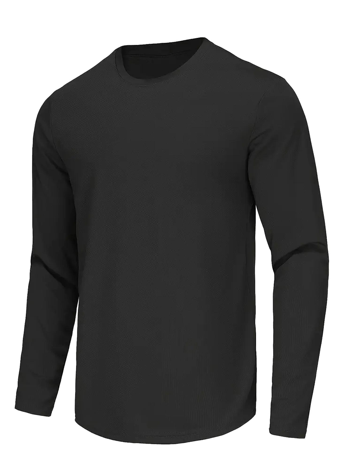 Chemise à col rond à manches longues pour homme, haut de fitness à séchage rapide, chemise de sport
