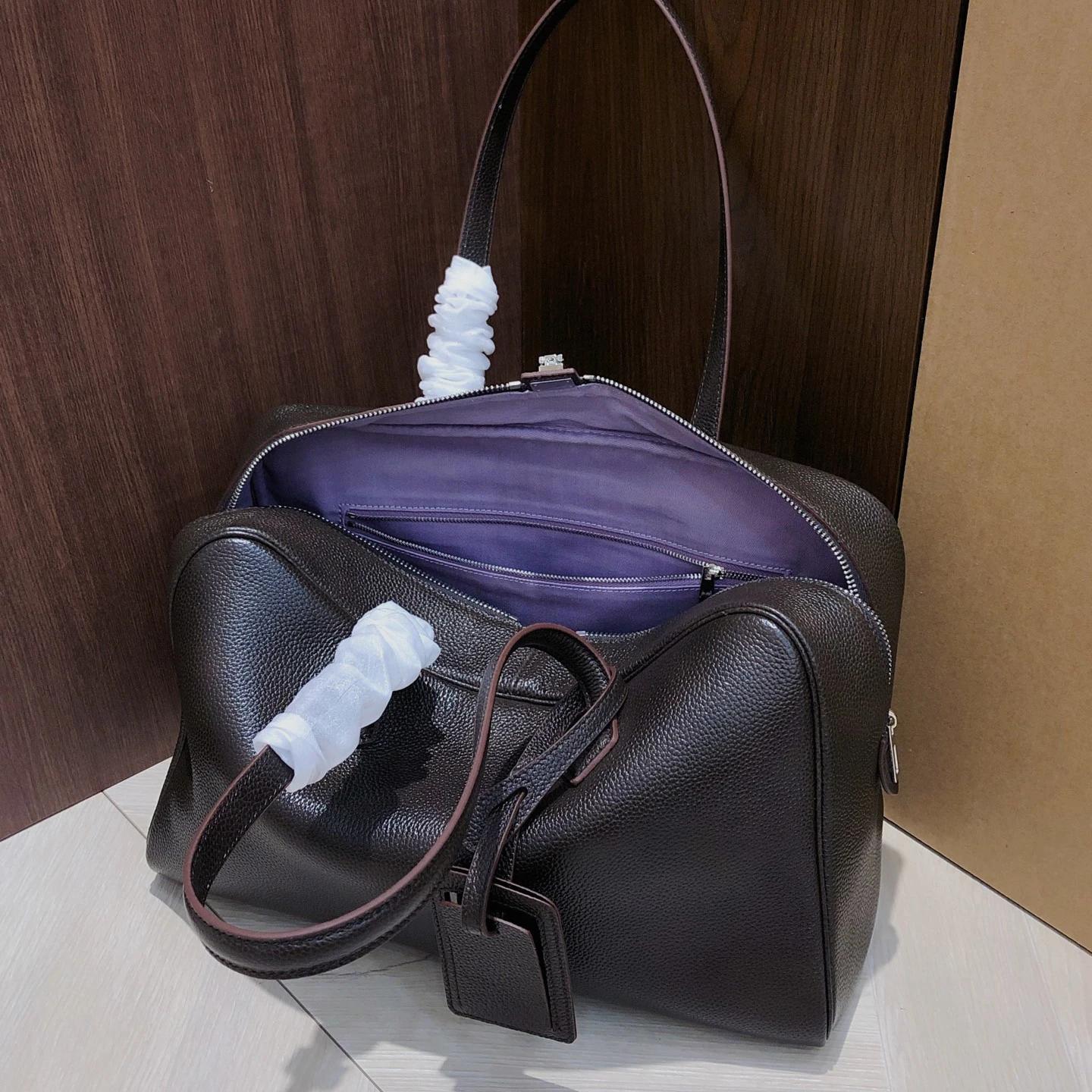 Nouveau Sac à Main en Cuir Véritable 35 cm Grande Capacité en Cuir de Vachette Pleine Fleur pour Fem