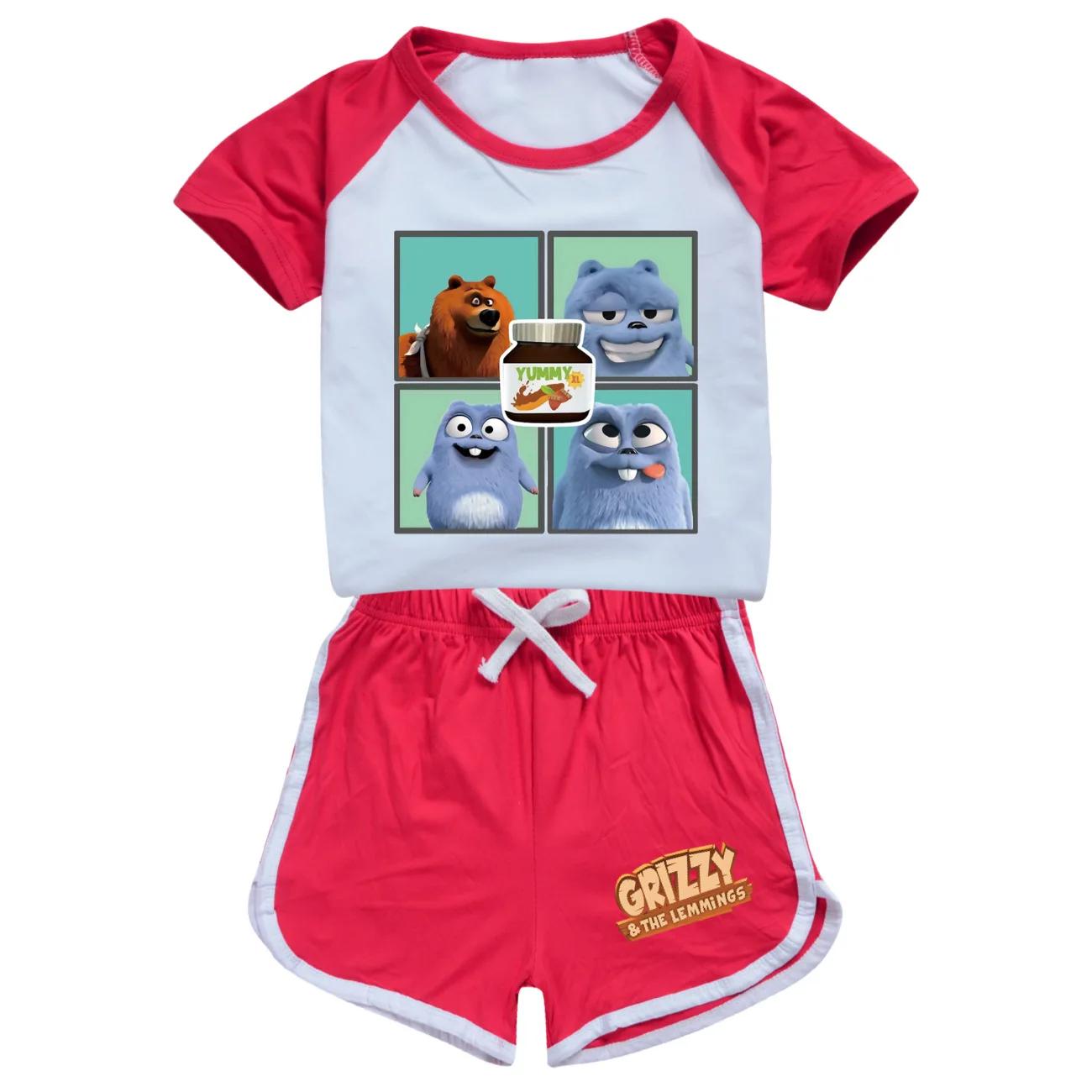 GRIZZY et The Lemming vêtements enfants été costumes de sport garçons Grizzy Bear T-shirts + Shorts