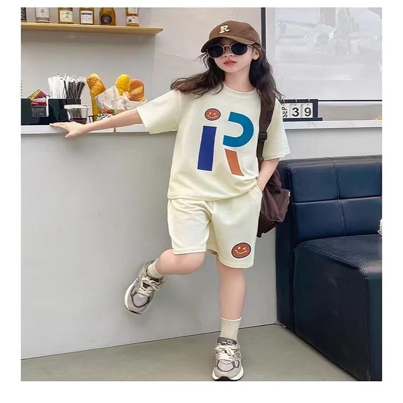 Ensemble de vêtements d'été pour adolescentes, t-shirt et short avec lettres imprimées, costume 2 pi