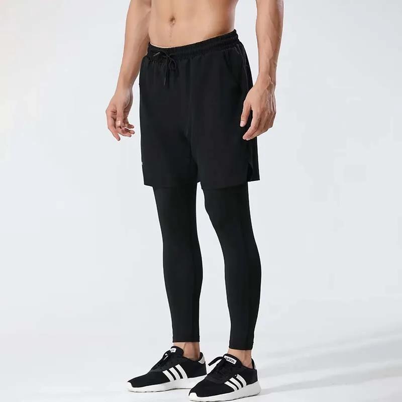 Pantalons de course pour hommes collants de Sport de Compression 2 en 1 Leggings de Fitness à séchag