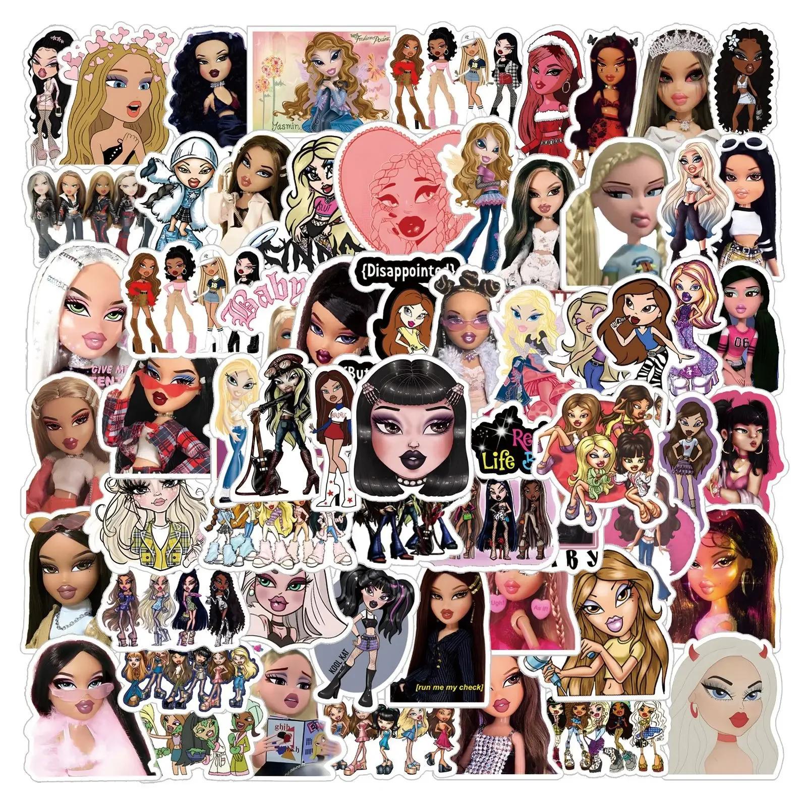 56/63 pièces dessin animé Bratz poupée Graffiti bricolage téléphone portable autocollant étanche