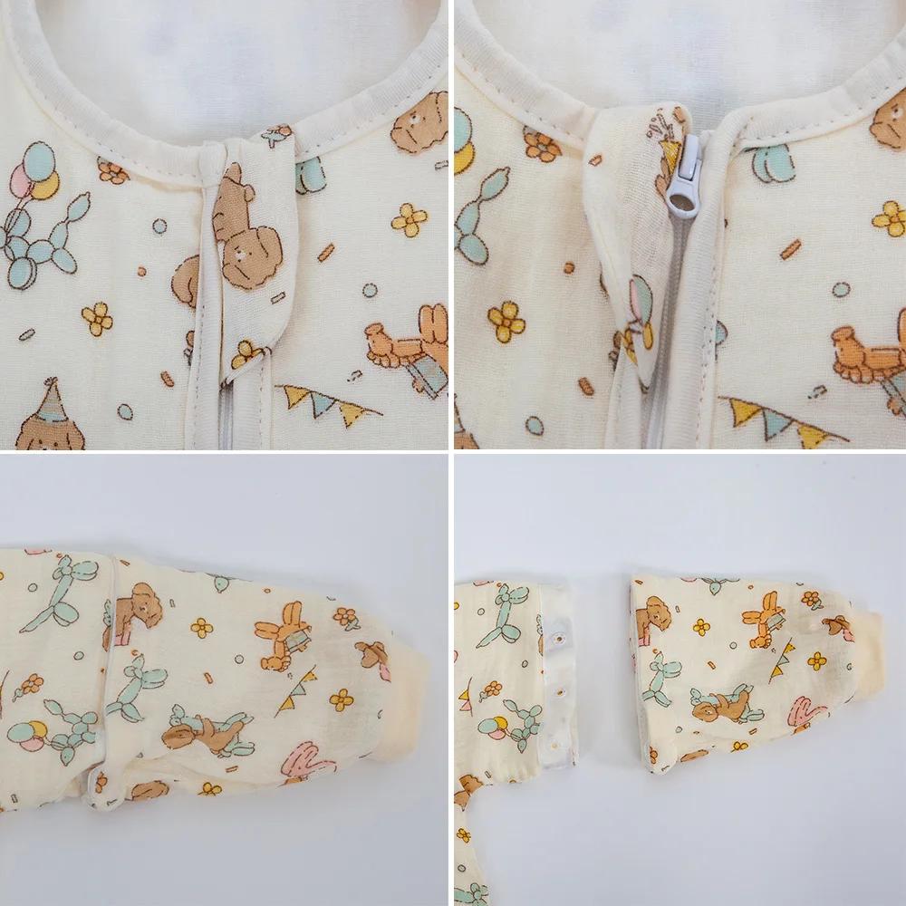 Sac de couchage pour bébés de 0 à 24 mois, gaze de coton douce, respirant, fermeture éclair à 3 voie