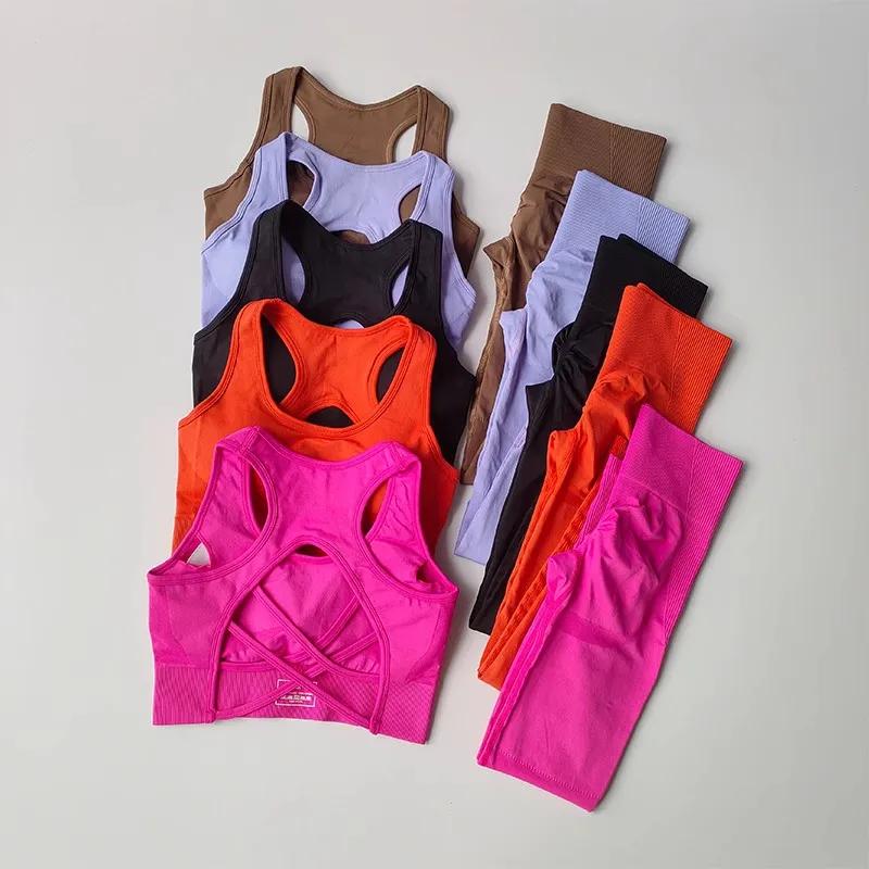 Survêtement femme ensemble yoga fitness - Soutien-gorge + leggings taille haute combinaison sport sans coutures