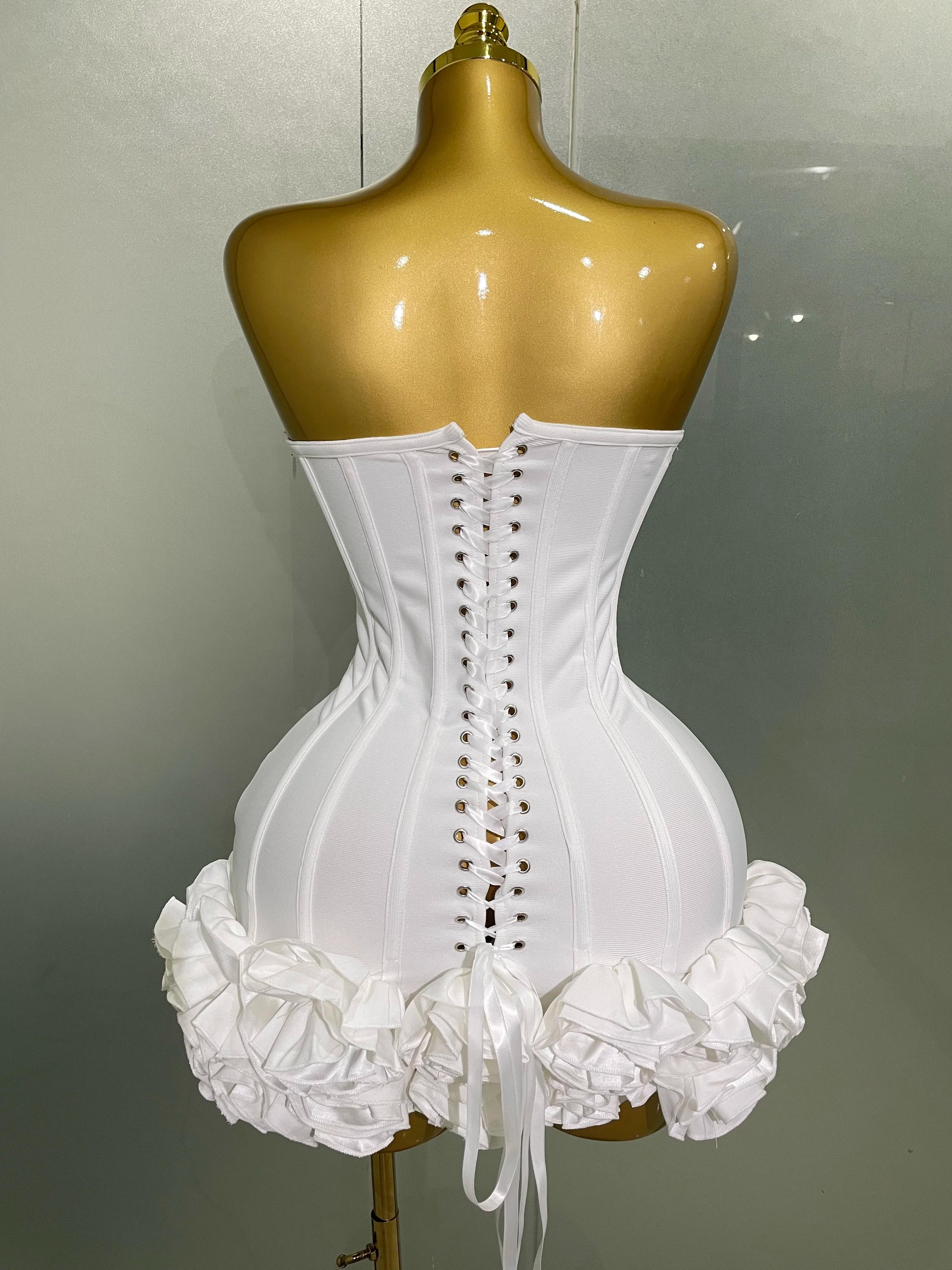 Robe de soirée à bandes pour femmes, sans bretelles, moulante, fleurs, Mini célébrité, Sexy, robes d