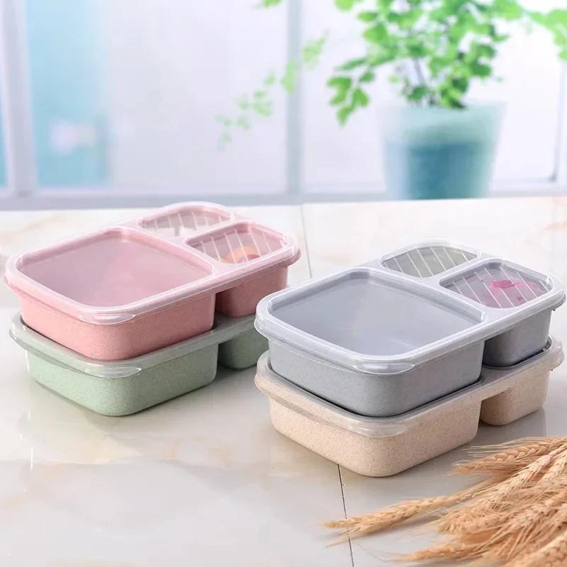 Boîte à déjeuner en paille de blé, boîte à Bento Portable avec compartiment, boîte à Bento de pique-