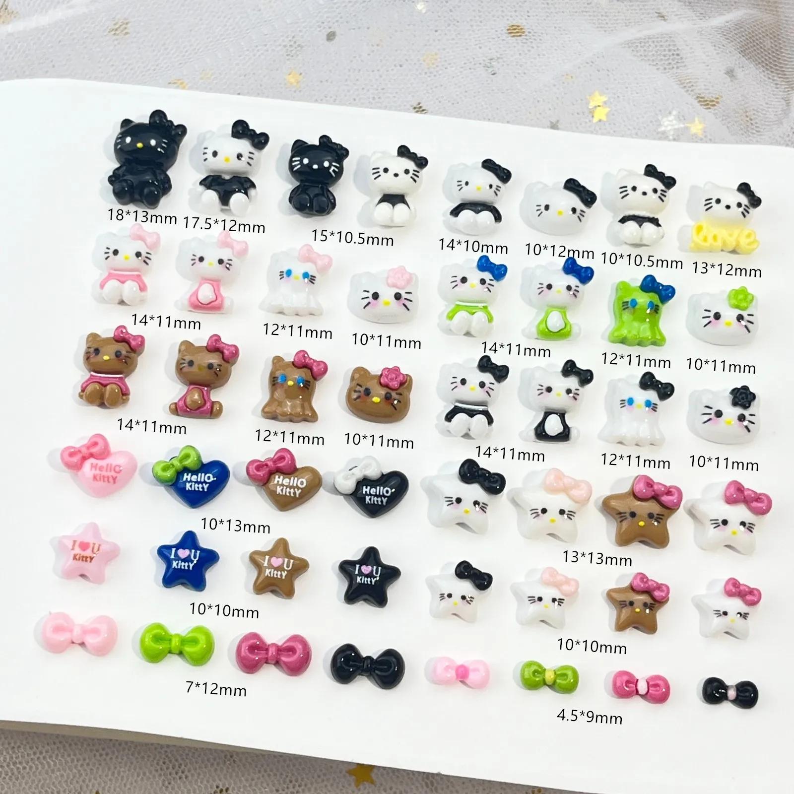 Accessoires pour ongles DIY 20 pièces: décoration d'ongles de dessin animé Hello Kitty avec joli nœu