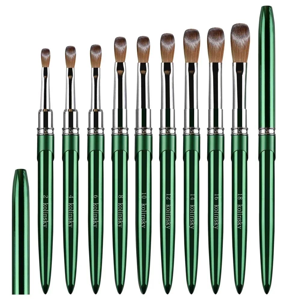Brosse à ongles en acrylique Kolinsky de haute qualité, nouveau produit en métal 100% pur, brosse Ko