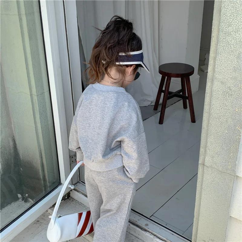Ensembles de sport pour filles, 2 pièces, col rond, manches longues, chemisier et pantalon, nouvelle