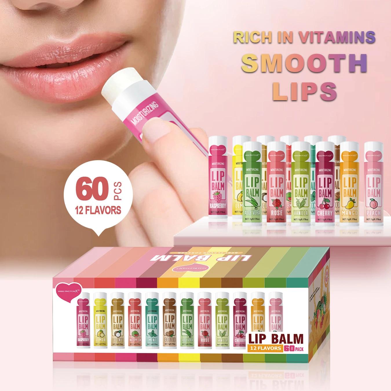 Ensemble de baume à lèvres hydratant, 60 pièces, 5g, hydratant et éclaircissant en profondeur, coule