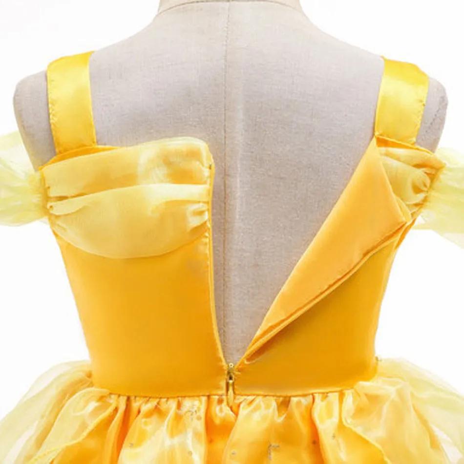 Fille Belle habiller sans manches florale enfants fête princesse Costume enfants la Belle et la bête