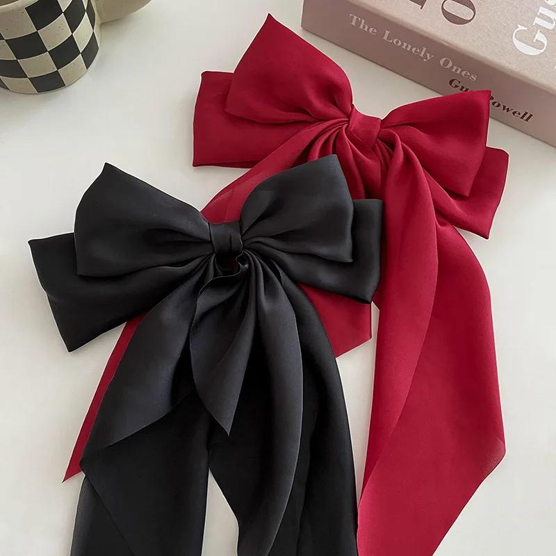 Pince à cheveux en mousseline de soie pour femmes, grand nœud papillon, épingle à cheveux, Barrettes